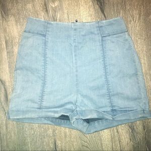 High-Waisted Cooperative Denim Shorts